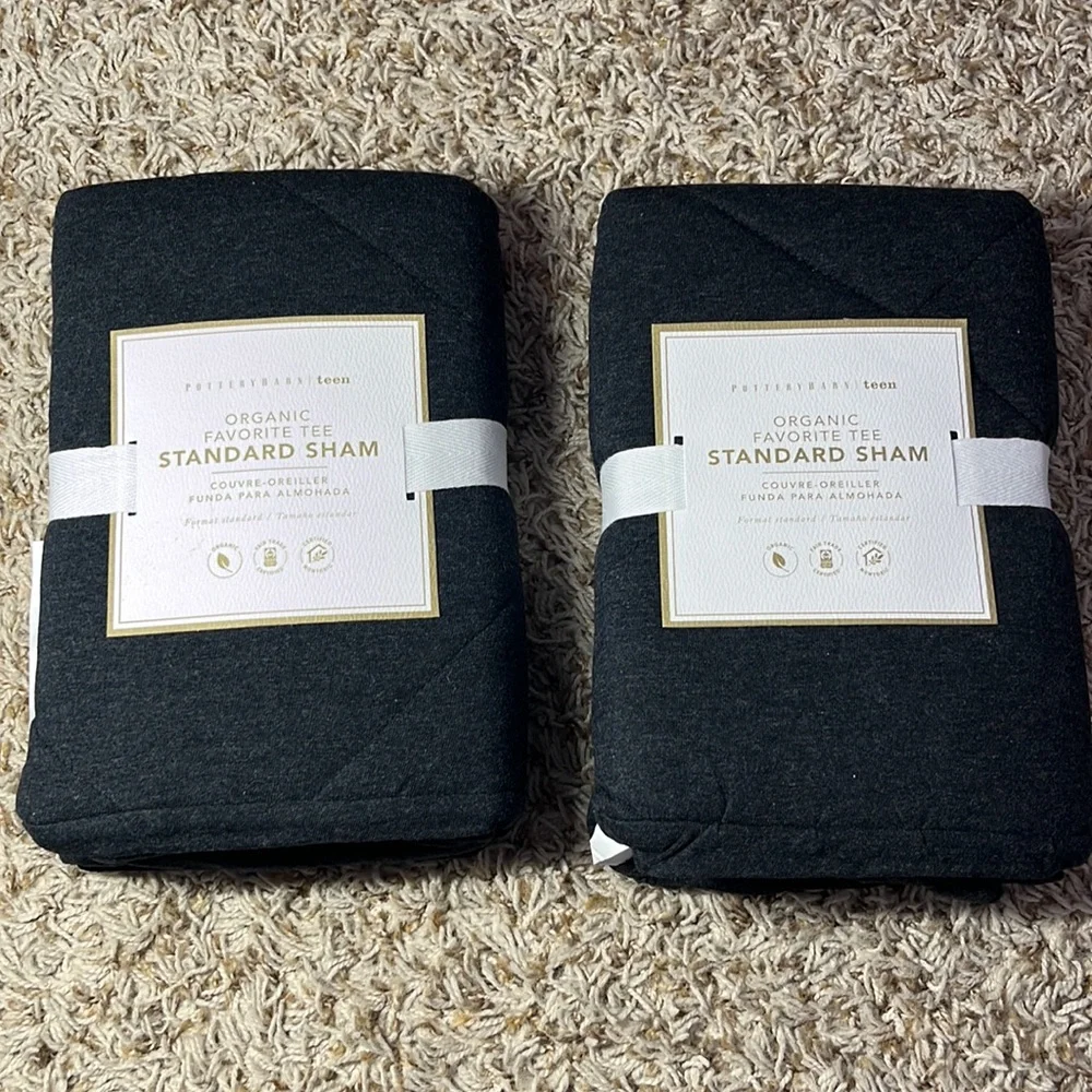 Pottery Barn Organic Favorite Tee Standard Sham NWT Heathered black.